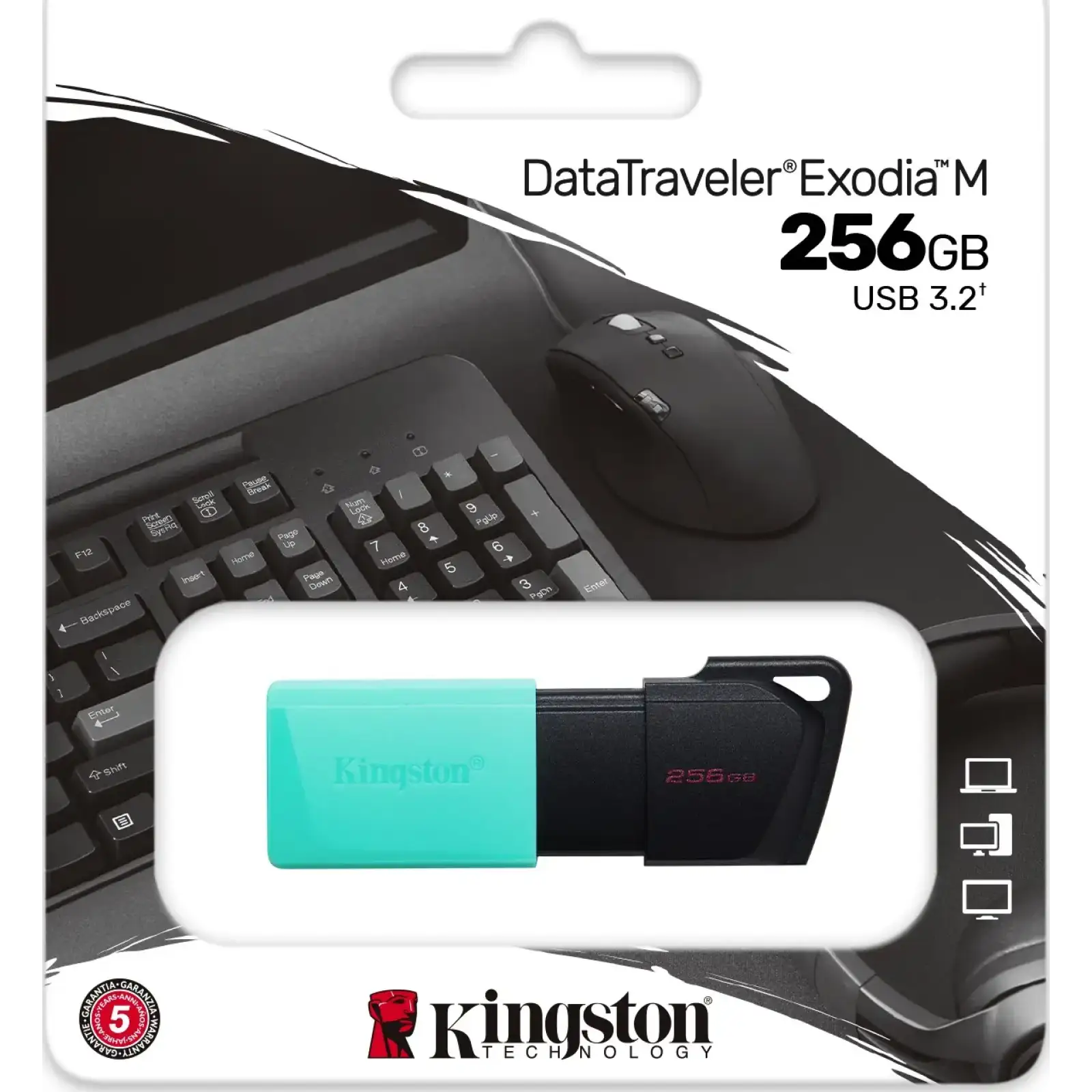 Флеш-накопичувач USB3.2 256GB Kingston DataTraveler Exodia M Black/Teal (DTXM/256GB) UA