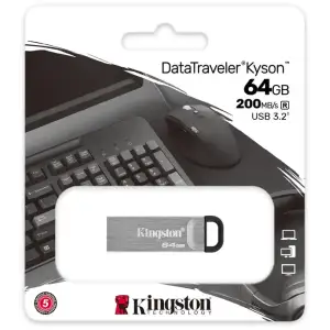 Флеш-накопичувач USB3.2 64GB Kingston DataTraveler Kyson Silver/Black (DTKN/64GB) UA