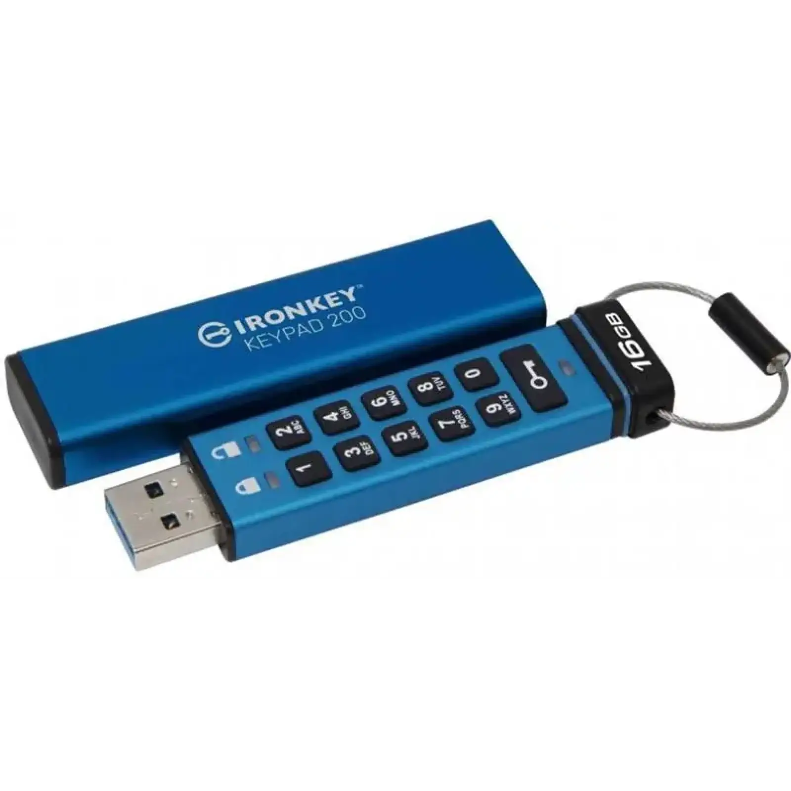 Флеш-накопичувач USB3.2 16GB Kingston IronKey Keypad 200 Type-A Blue (IKKP200/16GB) UA