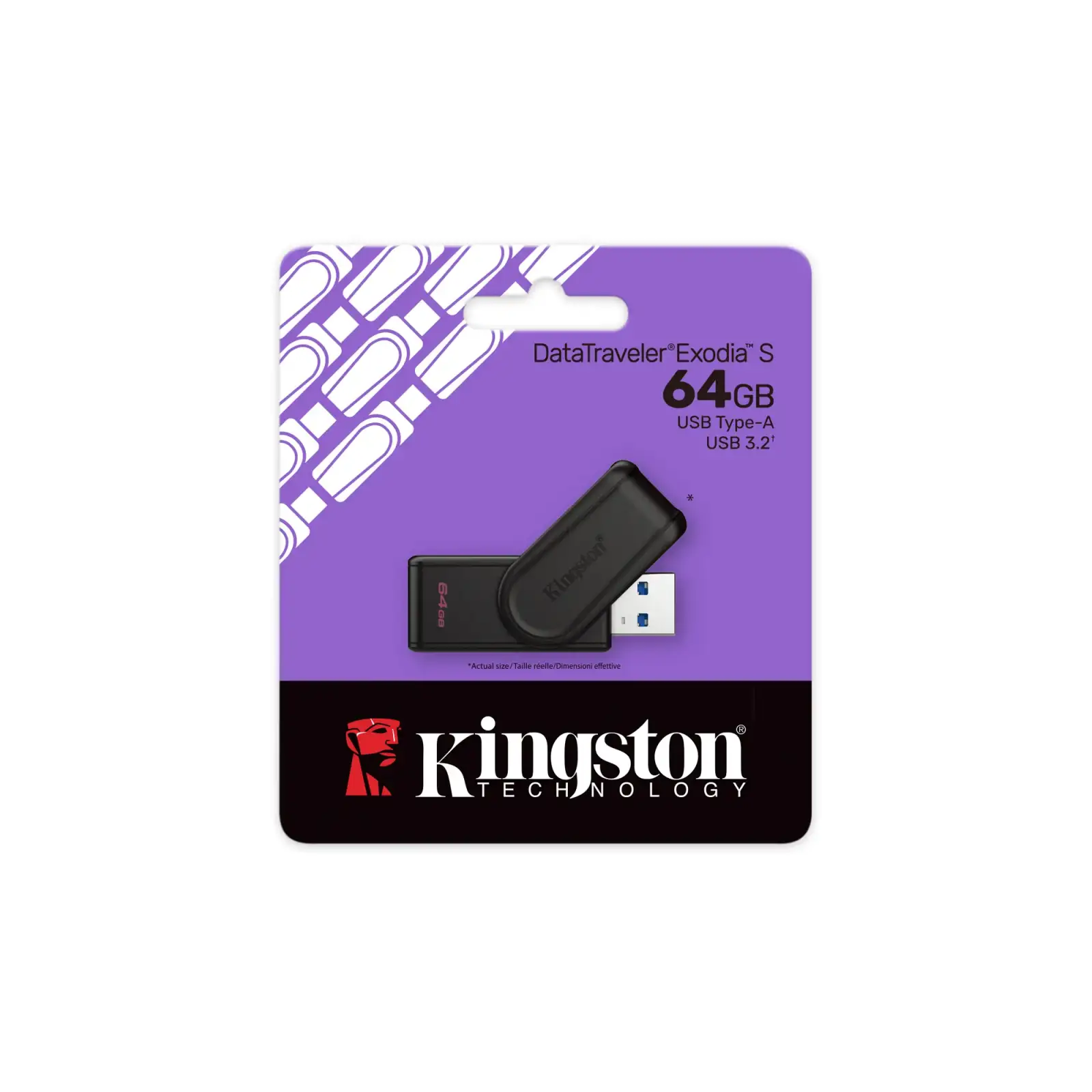 Флеш-накопичувач USB3.2 64GB Kingston DataTraveler Exodia S Black (DTXS/64GB) UA