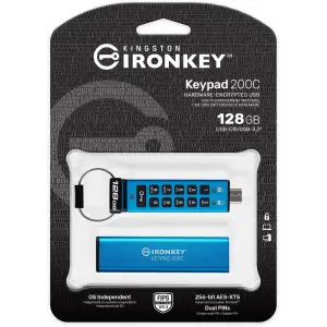 Флеш-накопичувач USB3.2 128GB Kingston IronKey Keypad 200 Type-C Blue (IKKP200C/128GB) UA