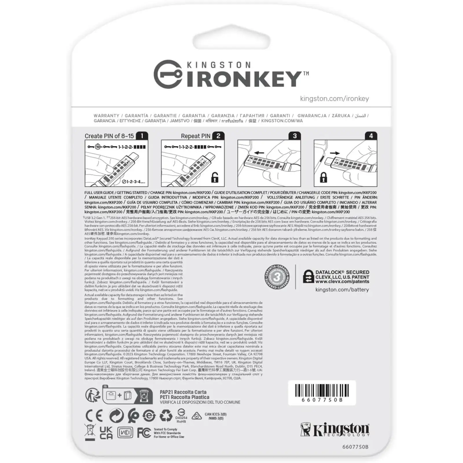 Флеш-накопичувач USB3.2 128GB Kingston IronKey Keypad 200 Type-C Blue (IKKP200C/128GB) UA