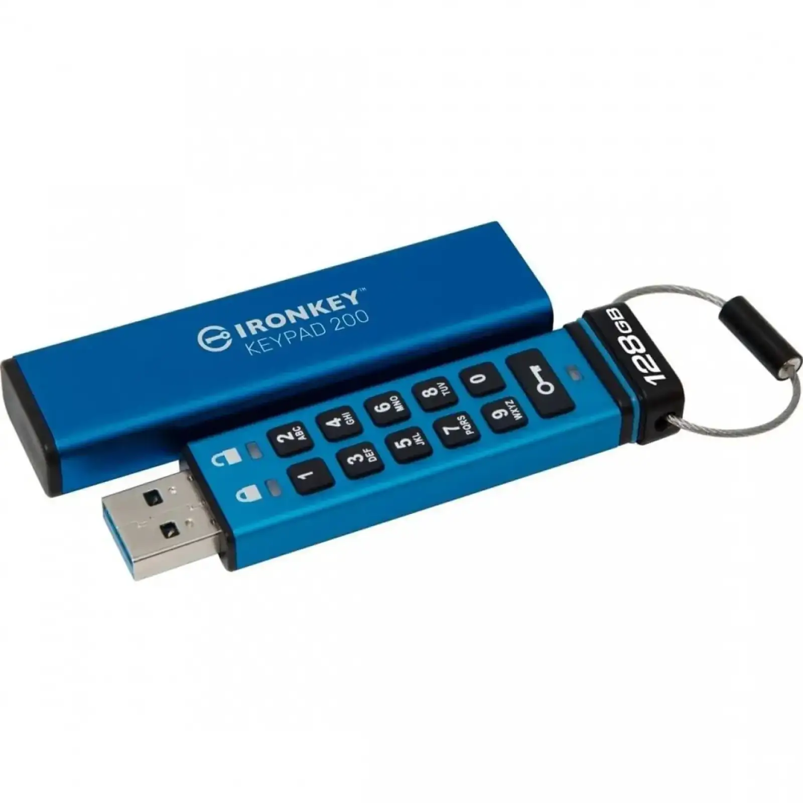 Флеш-накопичувач USB3.2 128GB Kingston IronKey Keypad 200 Type-A Blue (IKKP200/128GB) UA