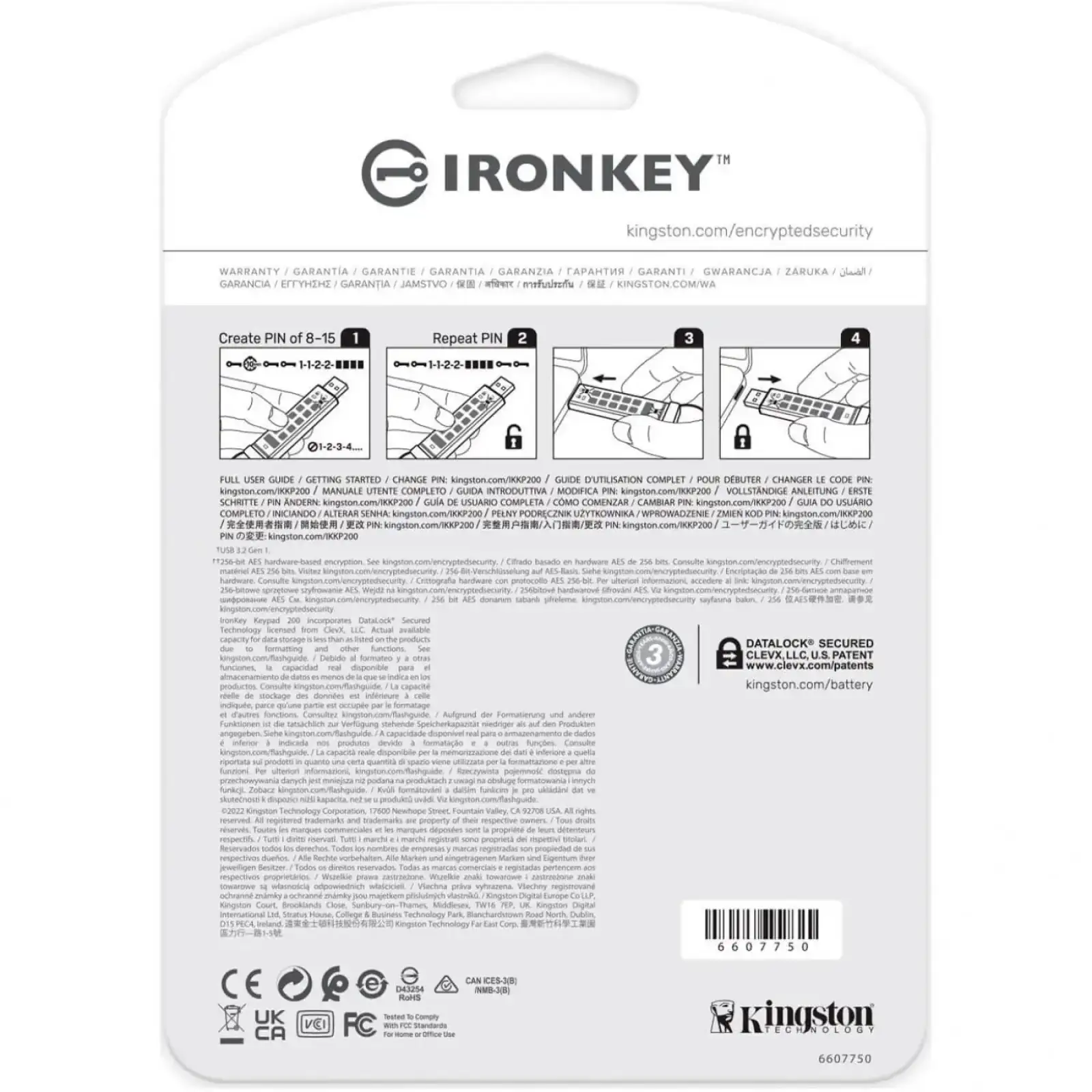 Флеш-накопичувач USB3.2 128GB Kingston IronKey Keypad 200 Type-A Blue (IKKP200/128GB) UA
