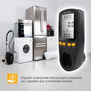 Энергометр цифровой (W/V/A/C/Hz/KWh) СolorWay для розетки (16A/3680W) (CW-VM16-02D) UA