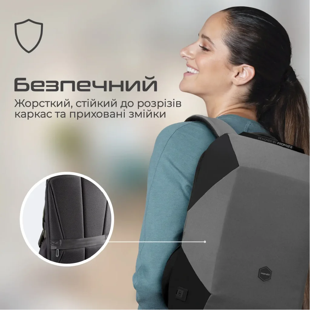 Рюкзак для ноутбука Promate UrbanPack-BP Grey UA