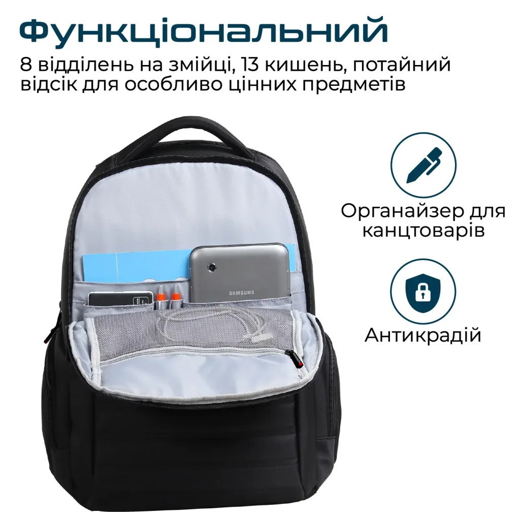Рюкзак для ноутбука Promate Rebel-BP Black UA
