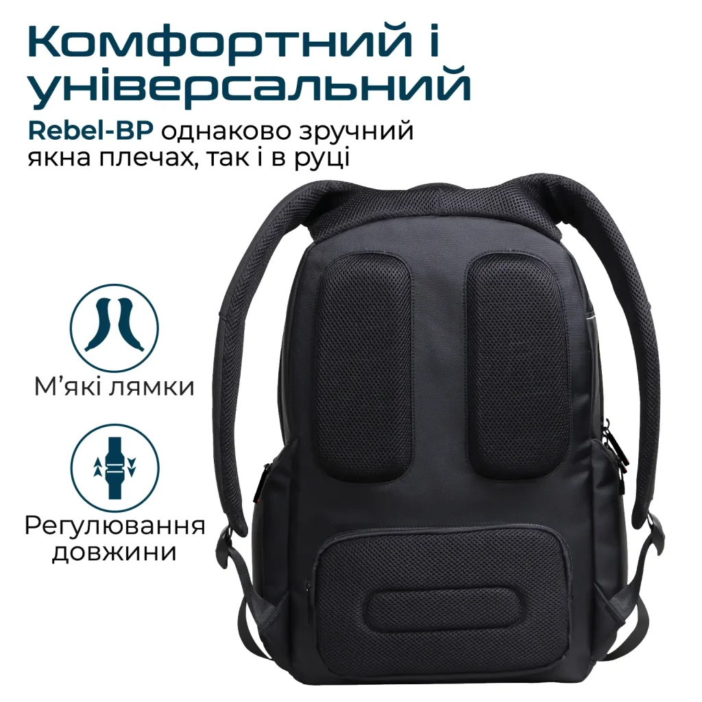 Рюкзак для ноутбука Promate Rebel-BP Black UA