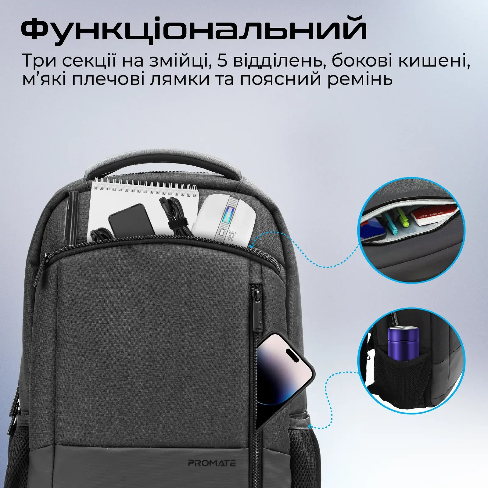 Рюкзак для ноутбука Promate Satchel BP 15.6