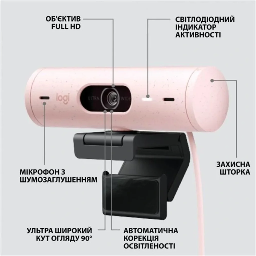 Веб-камера Logitech Brio 500 Rose (960-001421) UA