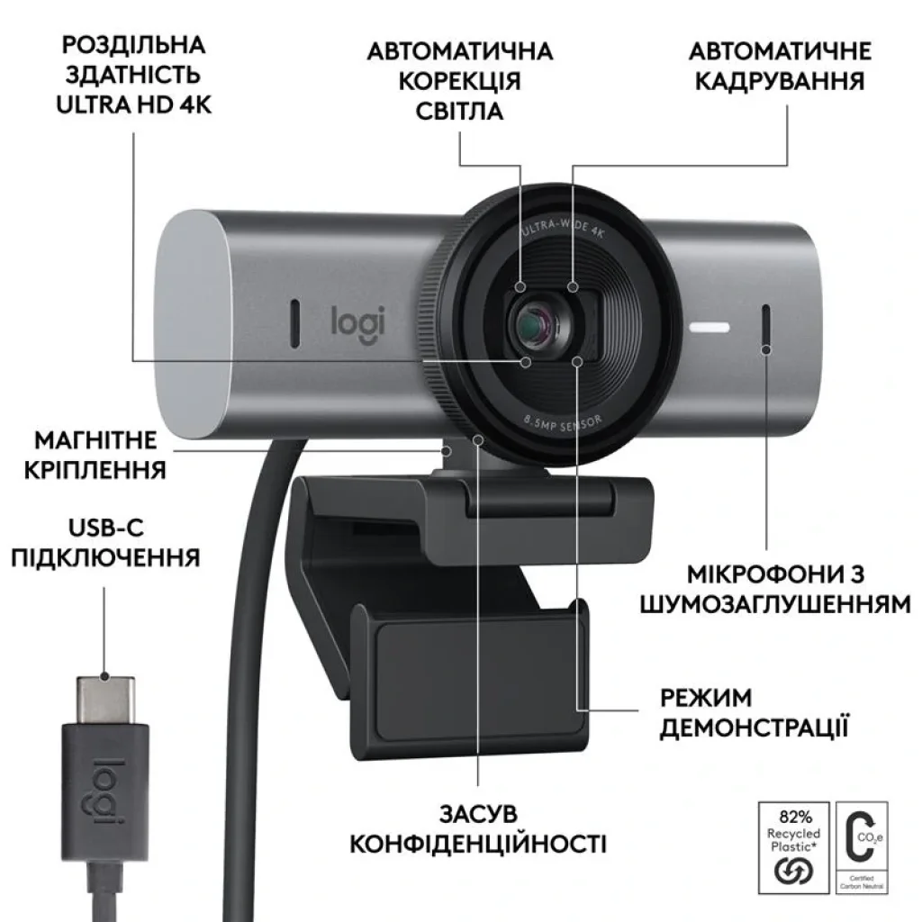 Веб-камера Logitech MX Brio 705 Graphite (960-001530) UA