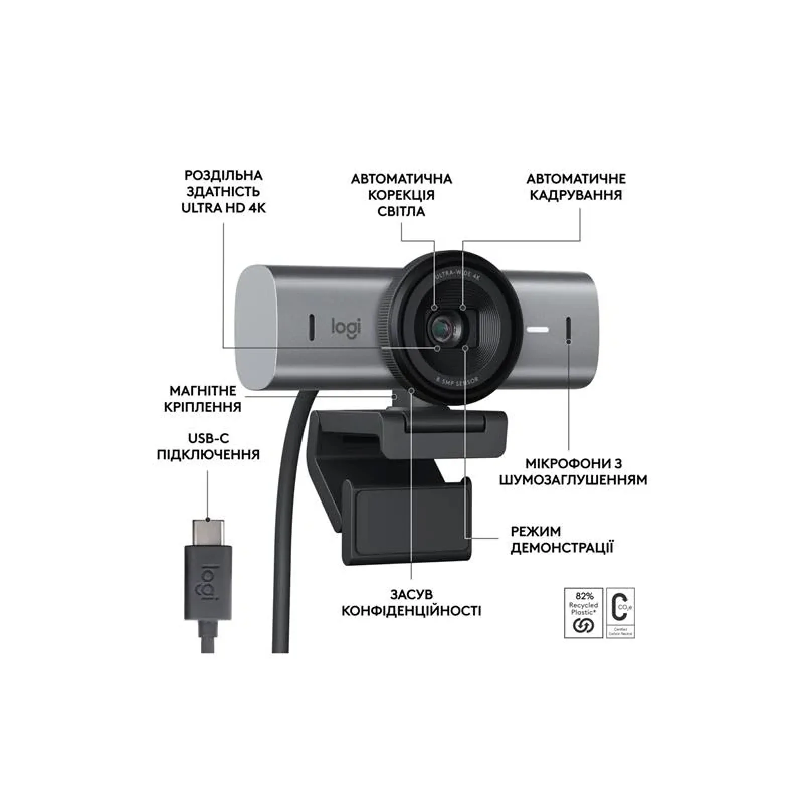 Веб-камера Logitech MX Brio Graphite (960-001559) UA