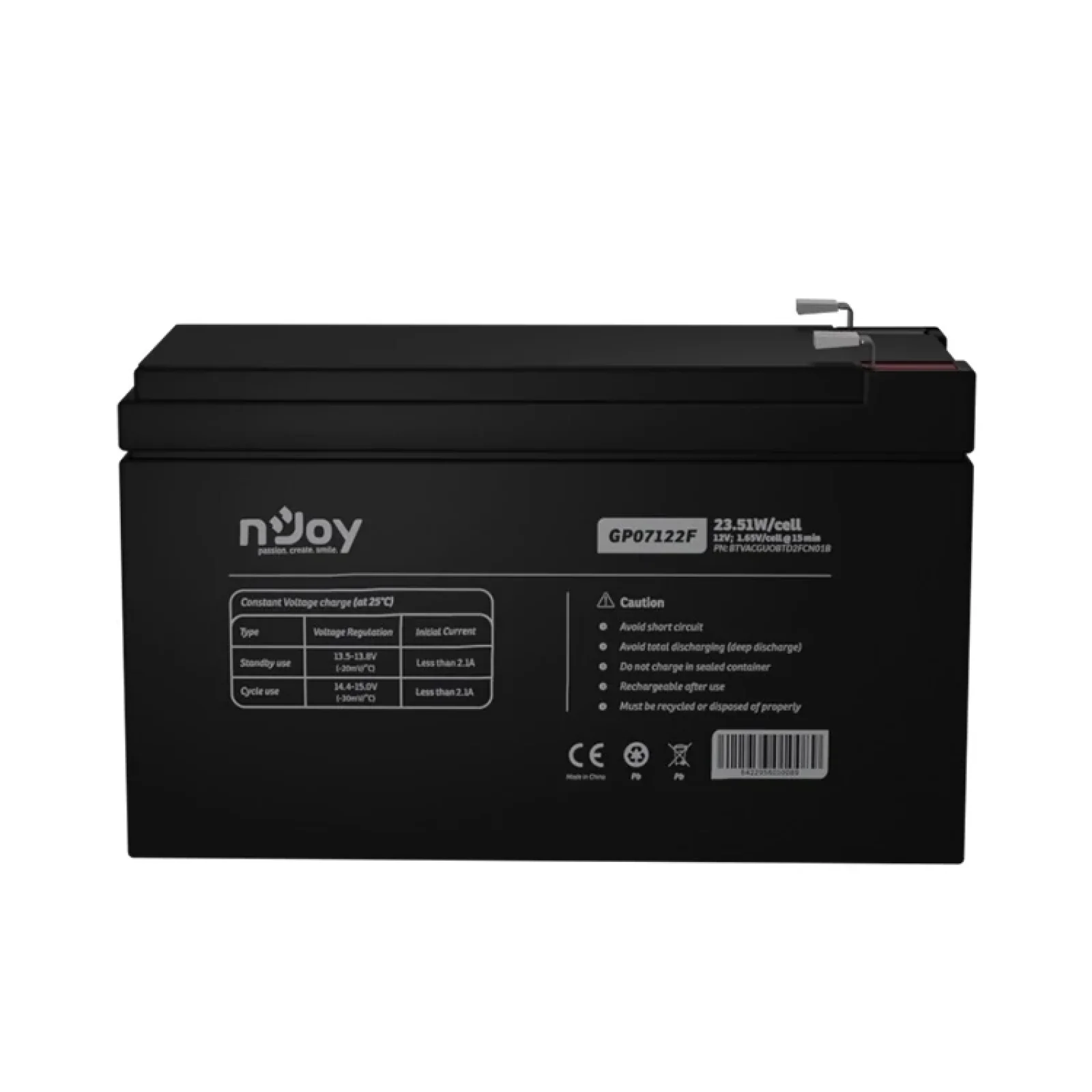 Акумуляторна батарея Njoy GP07122F 12V 7AH (BTVACGUOBTD2FCN01B) AGM UA