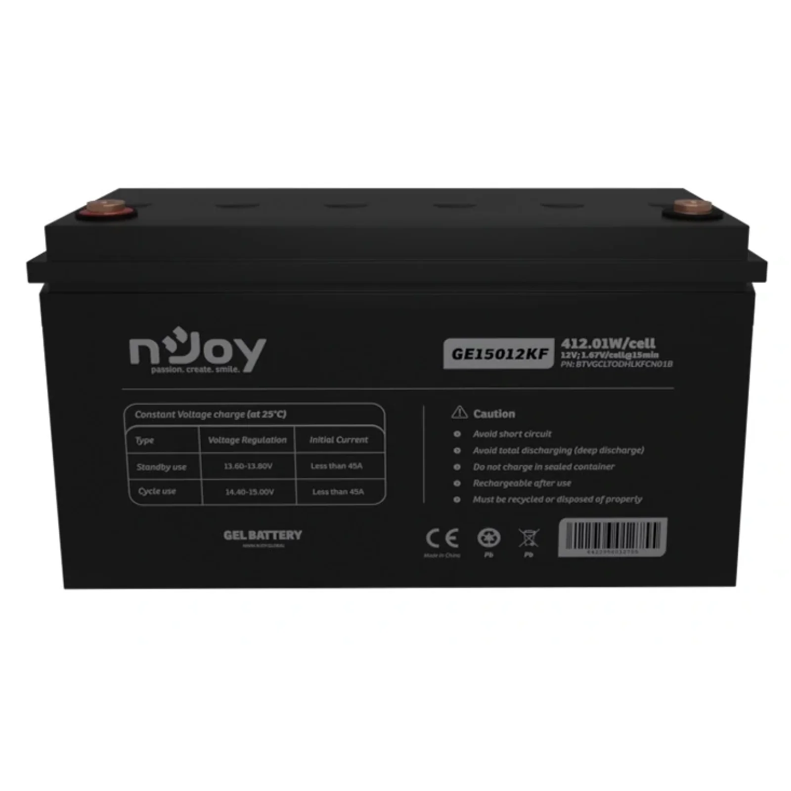 Акумуляторна батарея Njoy GE15012KF 12V 150AH (BTVGCLTODHLKFCN01B) GEL UA