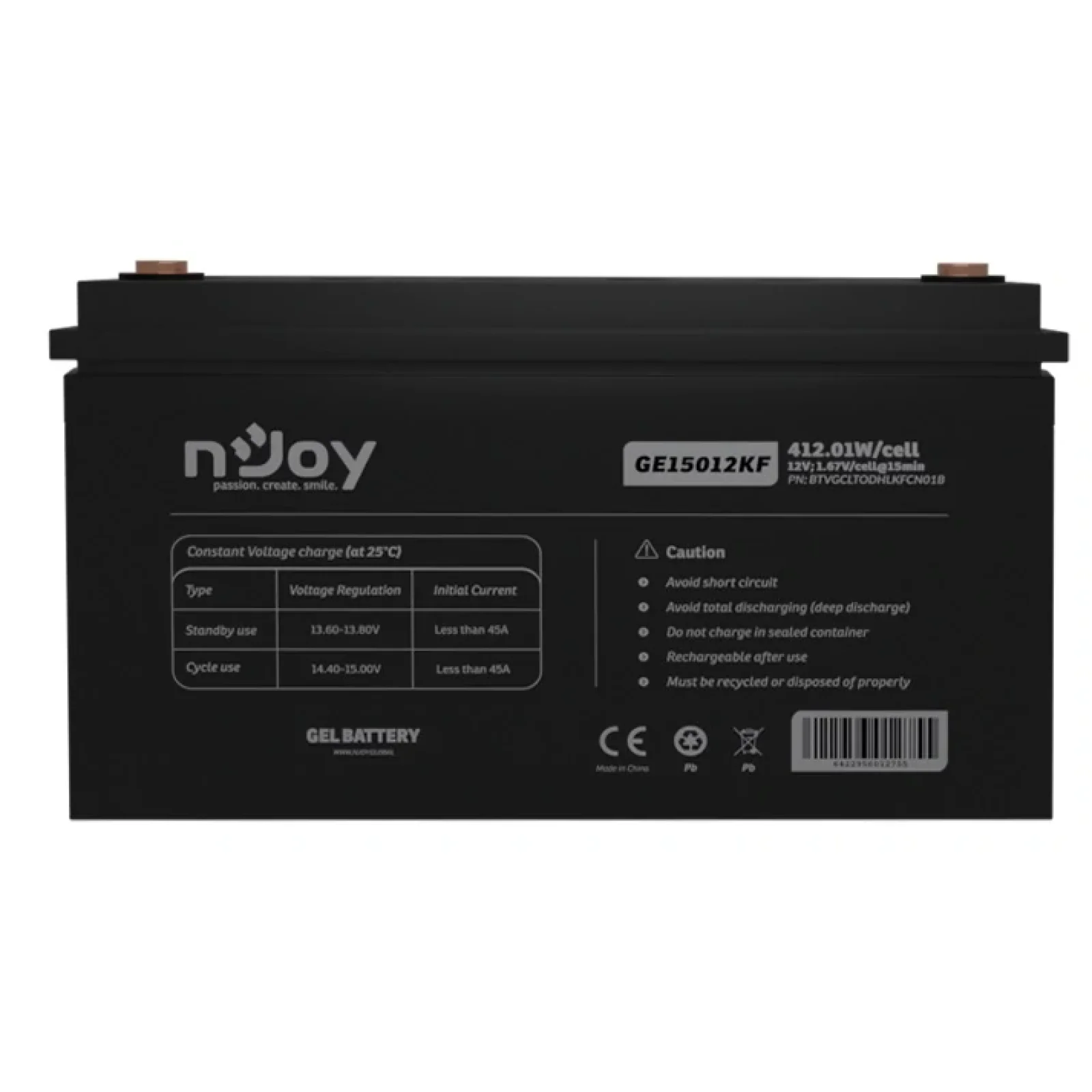 Акумуляторна батарея Njoy GE15012KF 12V 150AH (BTVGCLTODHLKFCN01B) GEL UA