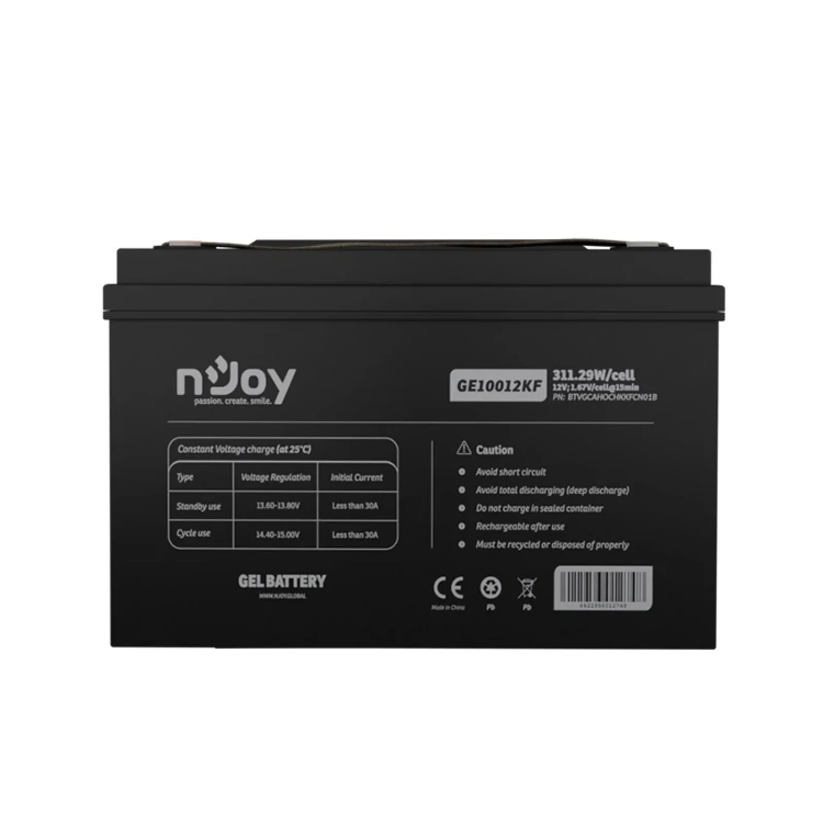 Акумуляторна батарея Njoy GE10012KF 12V 100AH (BTVGCAHOCHKKFCN01B) GEL UA