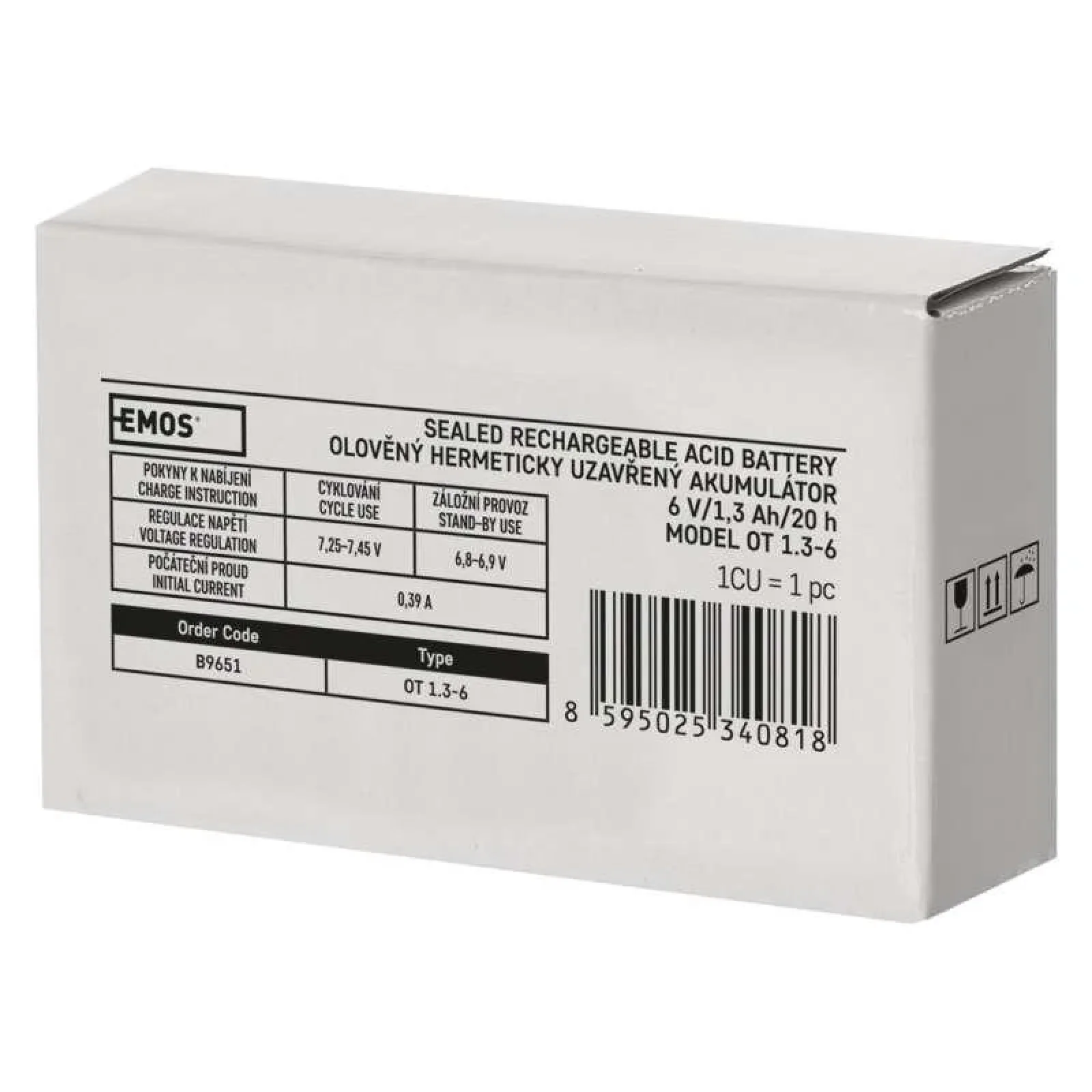 Акумуляторна батарея Emos B9651 (6V 1.3AH FAST.4.7 MM) UA