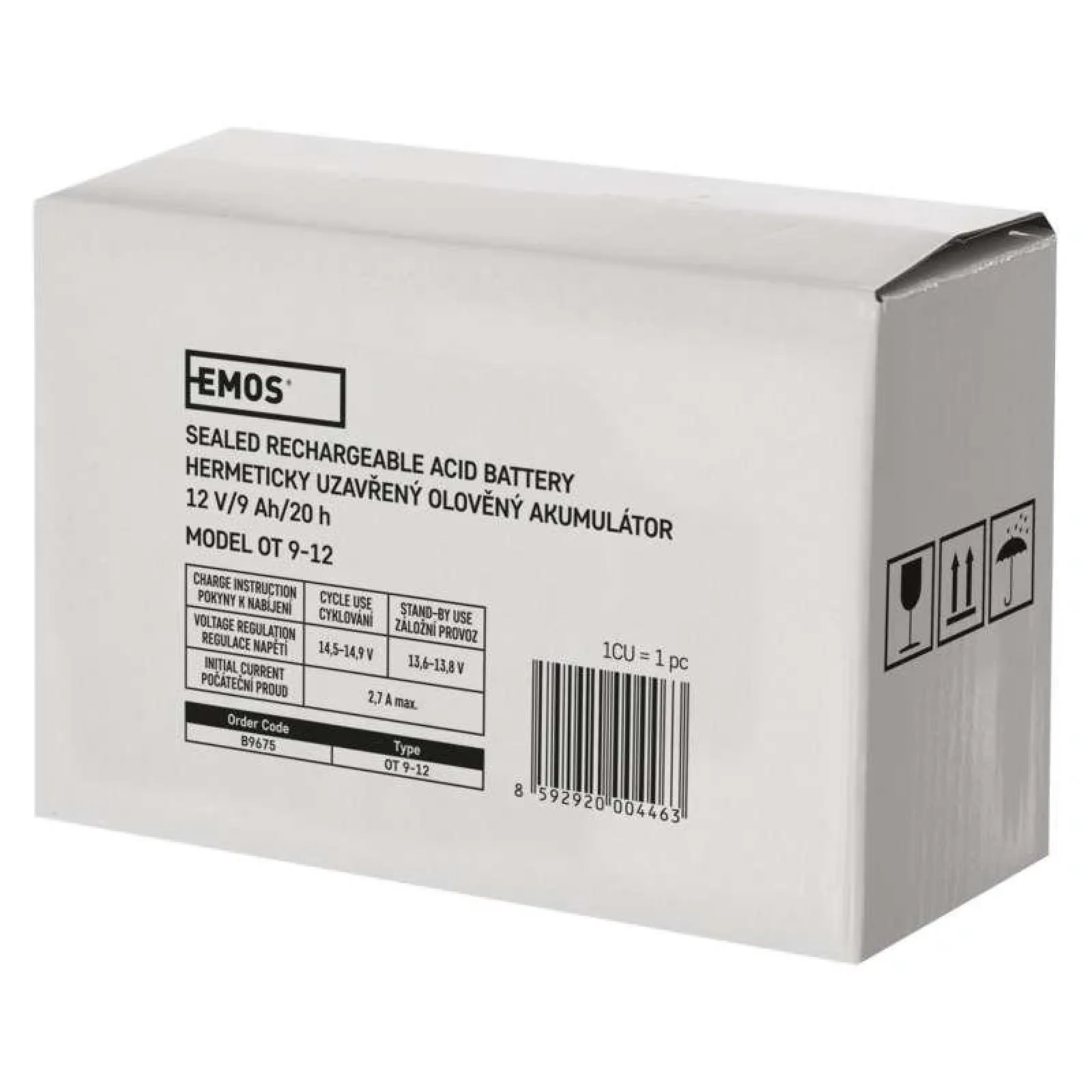 Акумуляторна батарея Emos B9675 12V 9AH (FAST.6.3 MM) AGM UA