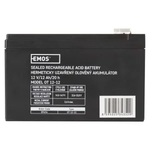 Акумуляторна батарея Emos B9656 (12V 12AH FAST.6.3 MM) UA