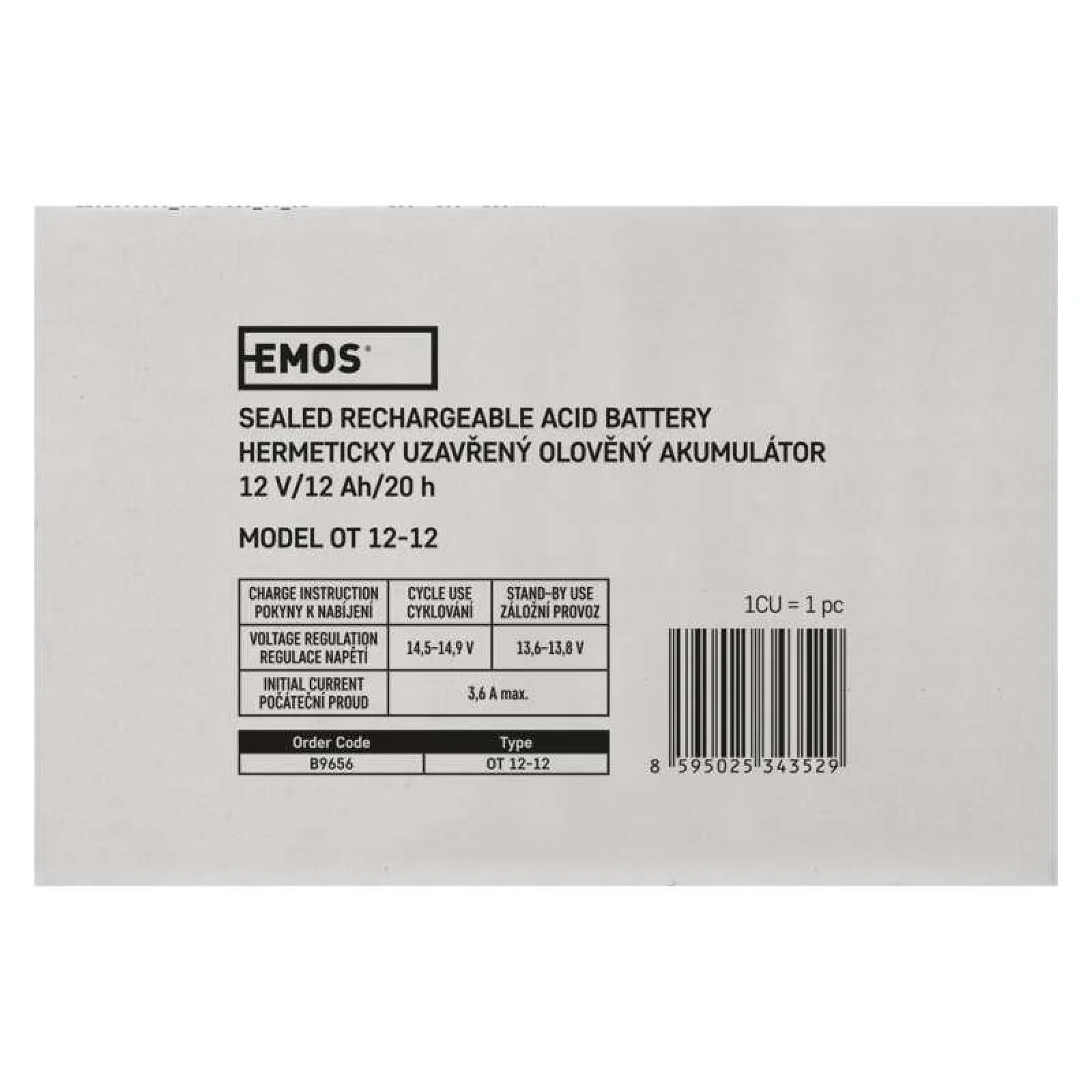 Акумуляторна батарея Emos B9656 (12V 12AH FAST.6.3 MM) UA