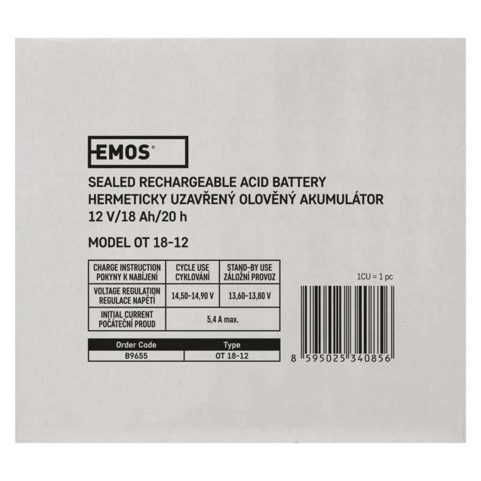 Акумуляторна батарея Emos B9655 (12V 18AH L1) UA