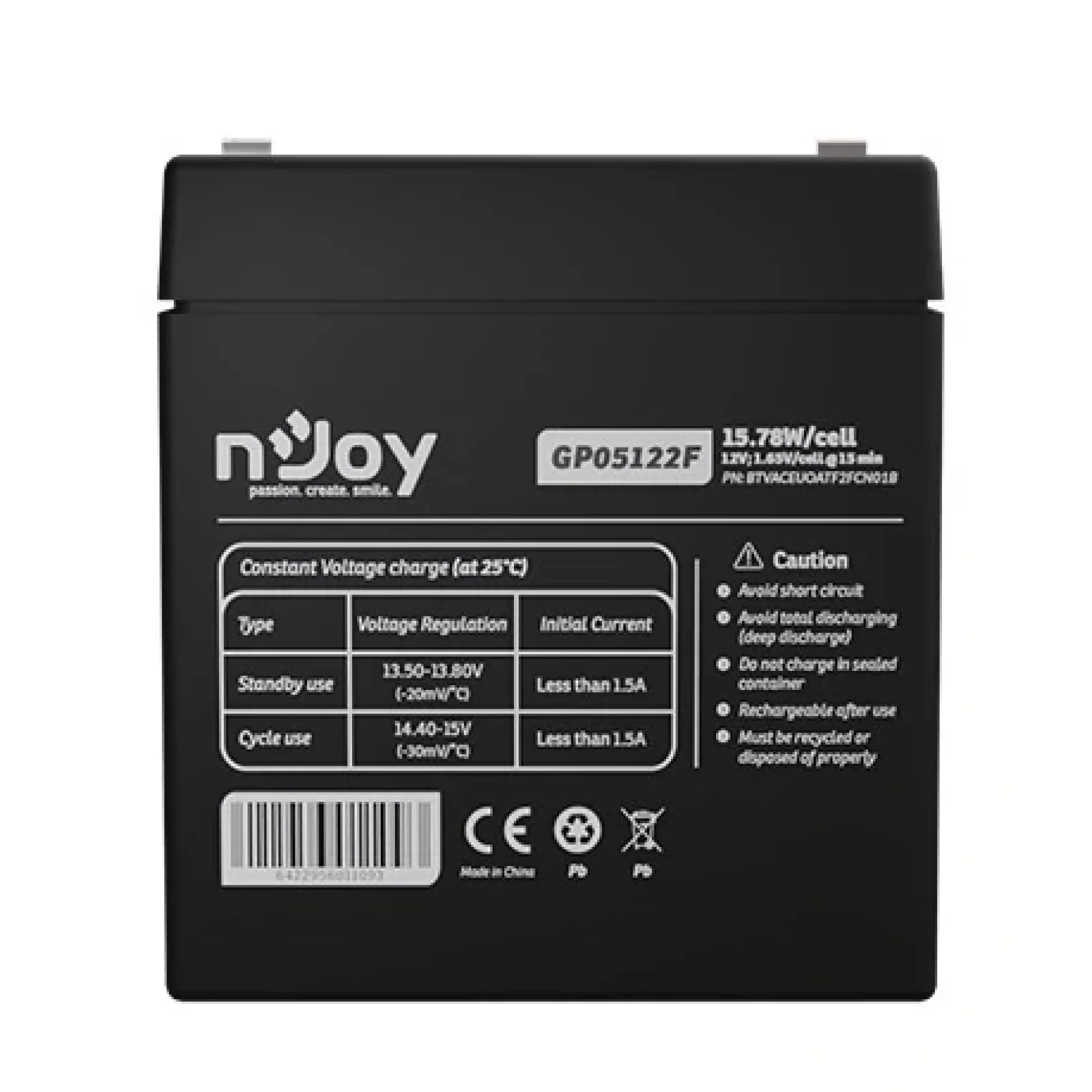 Аккумуляторная батарея Njoy GP05122F 12V 5AH (BTVACEUOATF2FCN01B) AGM UA