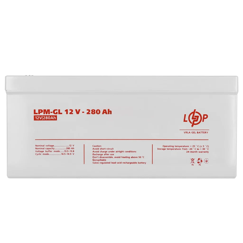 Акумуляторна батарея LogicPower 12V 280AH (LPM-GL 12 - 280 AH) GEL, LP13185 UA
