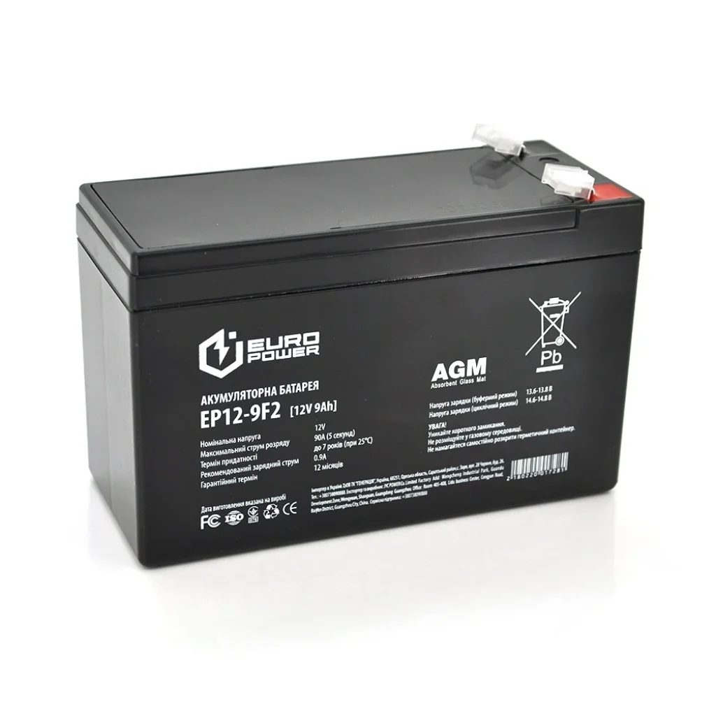 Аккумуляторная батарея Europower 12V 9AH (EP12-9F2/01728) AGM UA