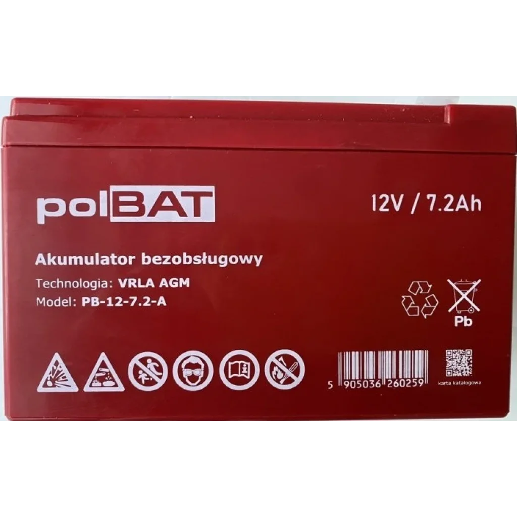 Аккумуляторная батарея PolBAT 12V 7.2AH (PB-12-7,2-A) AGM UA