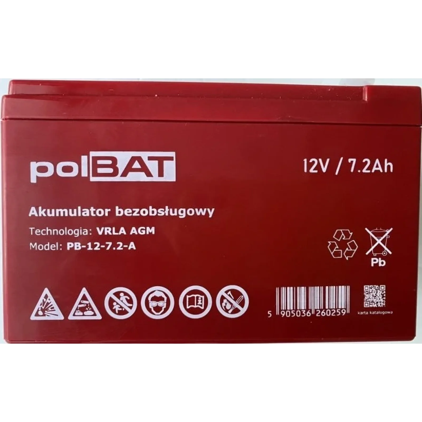 Аккумуляторная батарея PolBAT 12V 7.2AH (PB-12-7,2-A) AGM UA