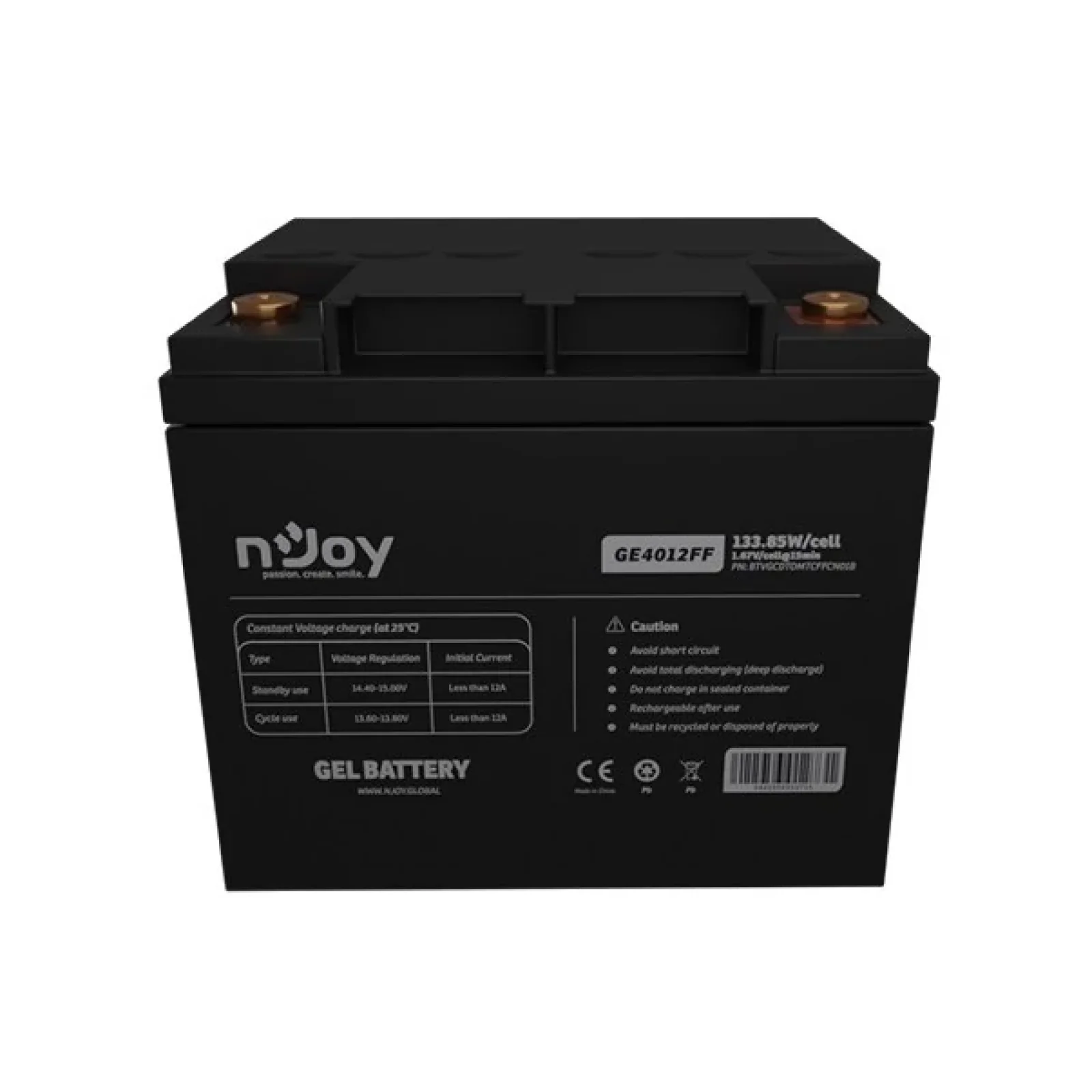 Аккумуляторная батарея Njoy GE4012FF 12V 40AH (BTVGCDTOMTCFFCN01B) GEL UA