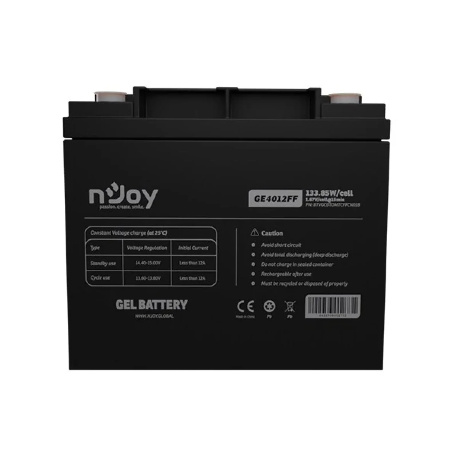 Аккумуляторная батарея Njoy GE4012FF 12V 40AH (BTVGCDTOMTCFFCN01B) GEL UA