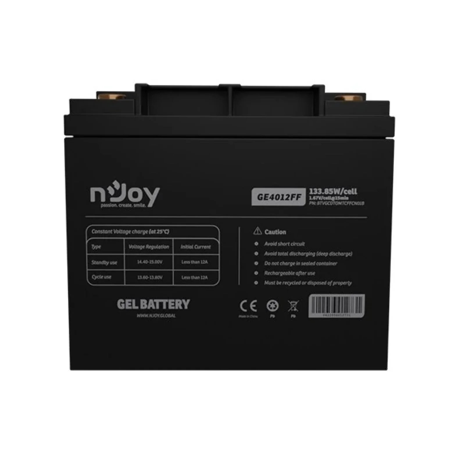 Аккумуляторная батарея Njoy GE4012FF 12V 40AH (BTVGCDTOMTCFFCN01B) GEL UA