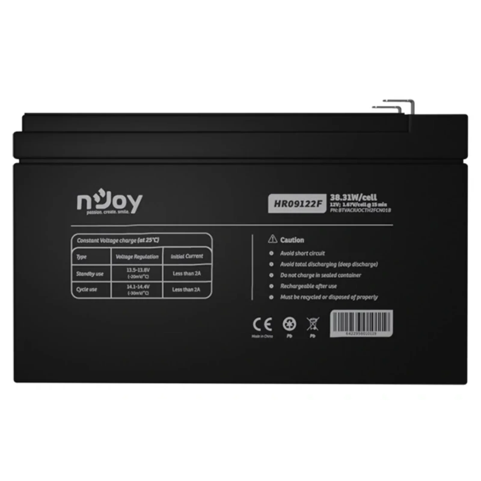 Акумуляторна батарея Njoy HR09122F 12V 9AH (BTVACIUOCTH2FCN01B) AGM UA