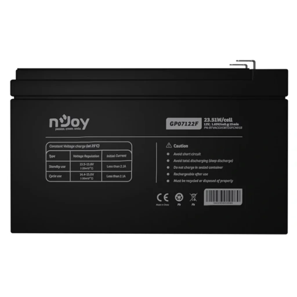 Акумуляторна батарея Njoy GP07122F 12V 7AH (BTVACGUOBTD2FCN01B) AGM UA