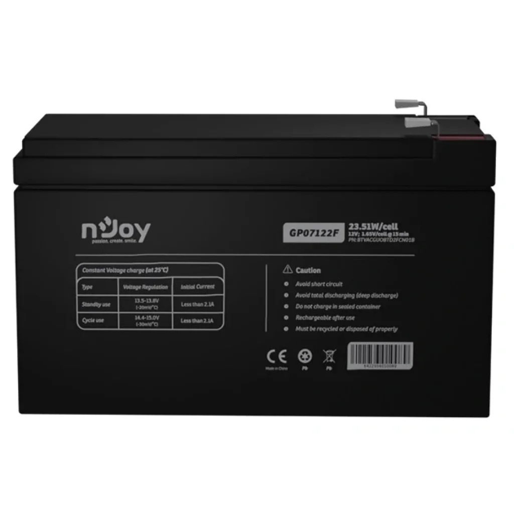 Акумуляторна батарея Njoy GP07122F 12V 7AH (BTVACGUOBTD2FCN01B) AGM UA
