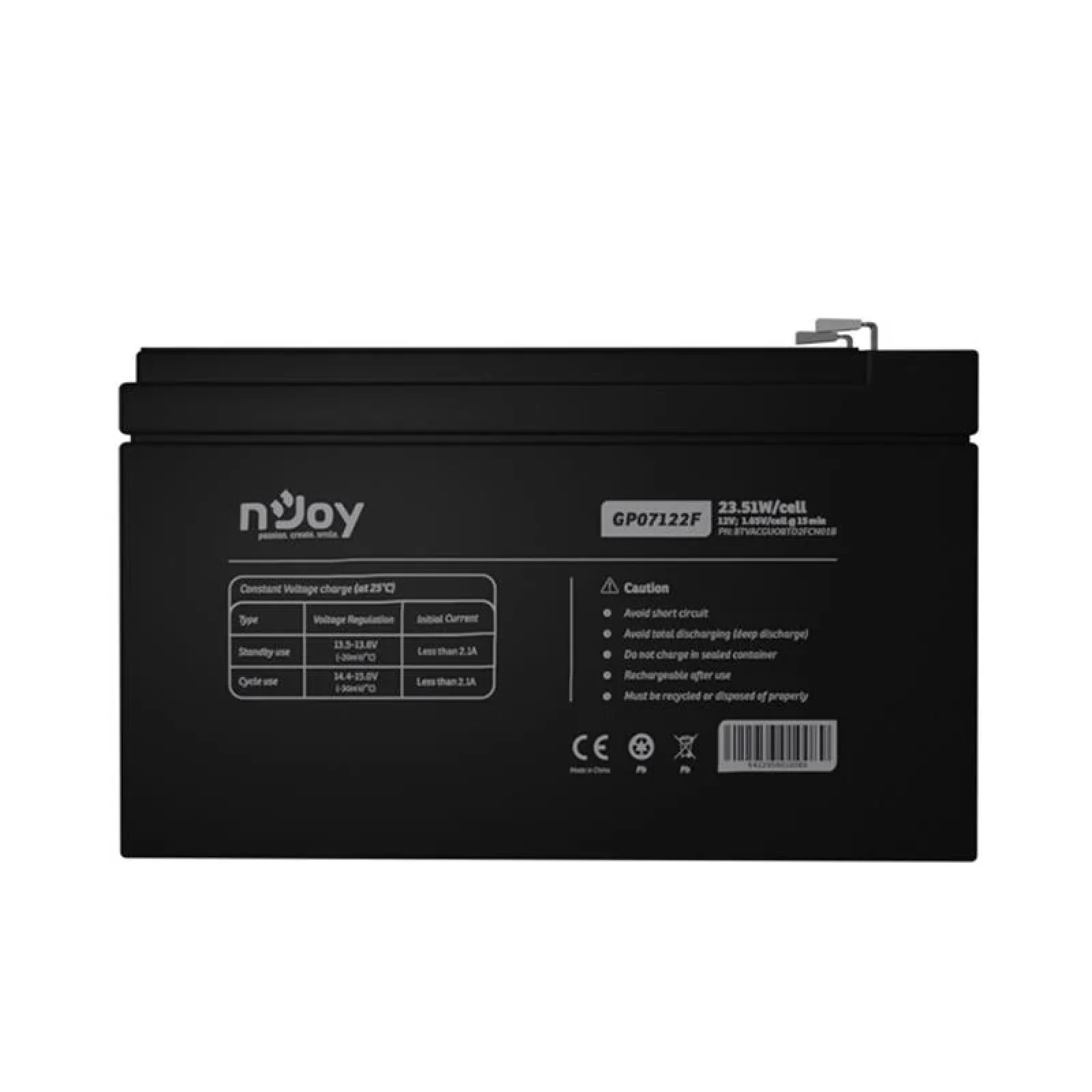 Акумуляторна батарея Njoy GP07122F 12V 7AH (BTVACGUOBTD2FCN01B) AGM UA