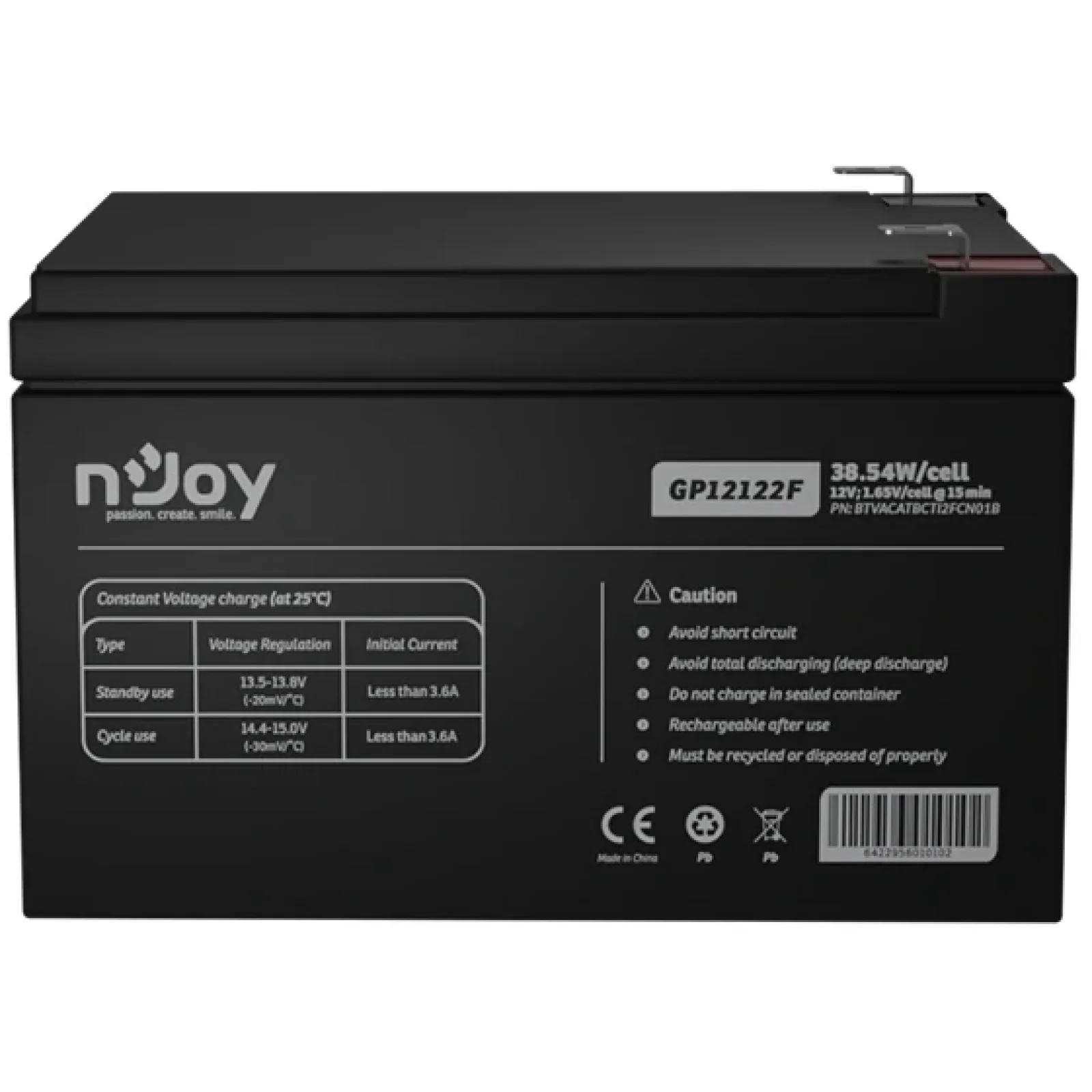 Аккумуляторная батарея Njoy GP12122F 12V 12AH (BTVACATBCTI2FCN01B) AGM UA