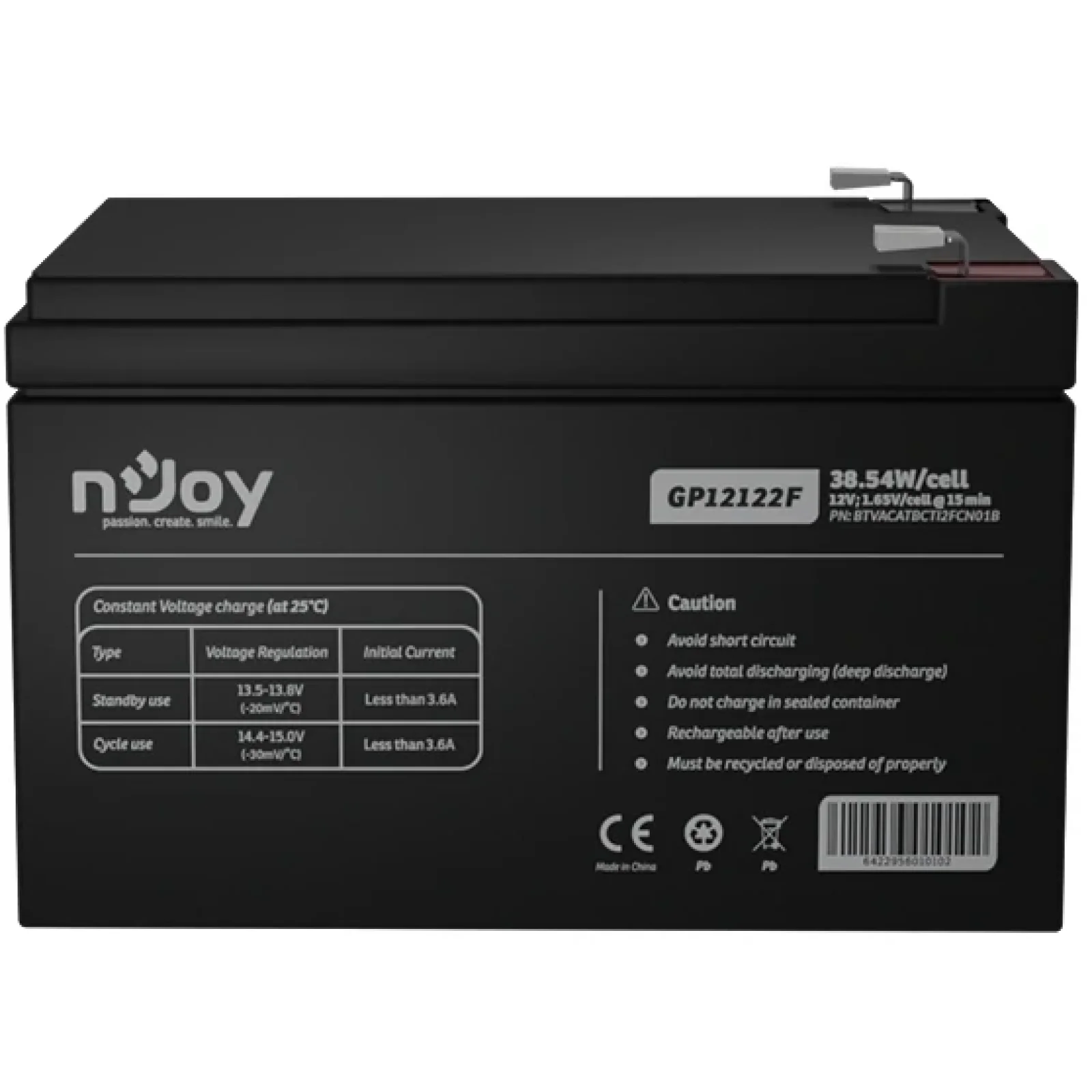 Аккумуляторная батарея Njoy GP12122F 12V 12AH (BTVACATBCTI2FCN01B) AGM UA