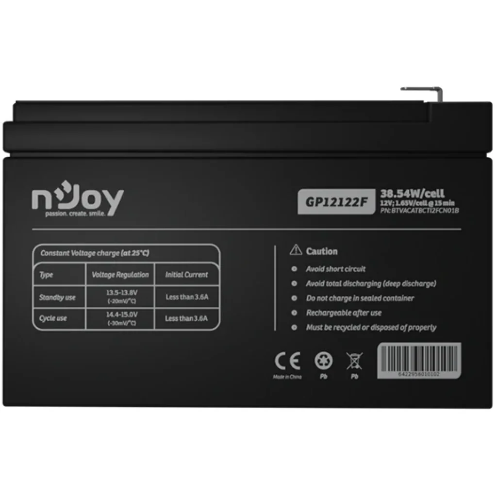 Акумуляторна батарея Njoy GP12122F 12V 12AH (BTVACATBCTI2FCN01B) AGM UA