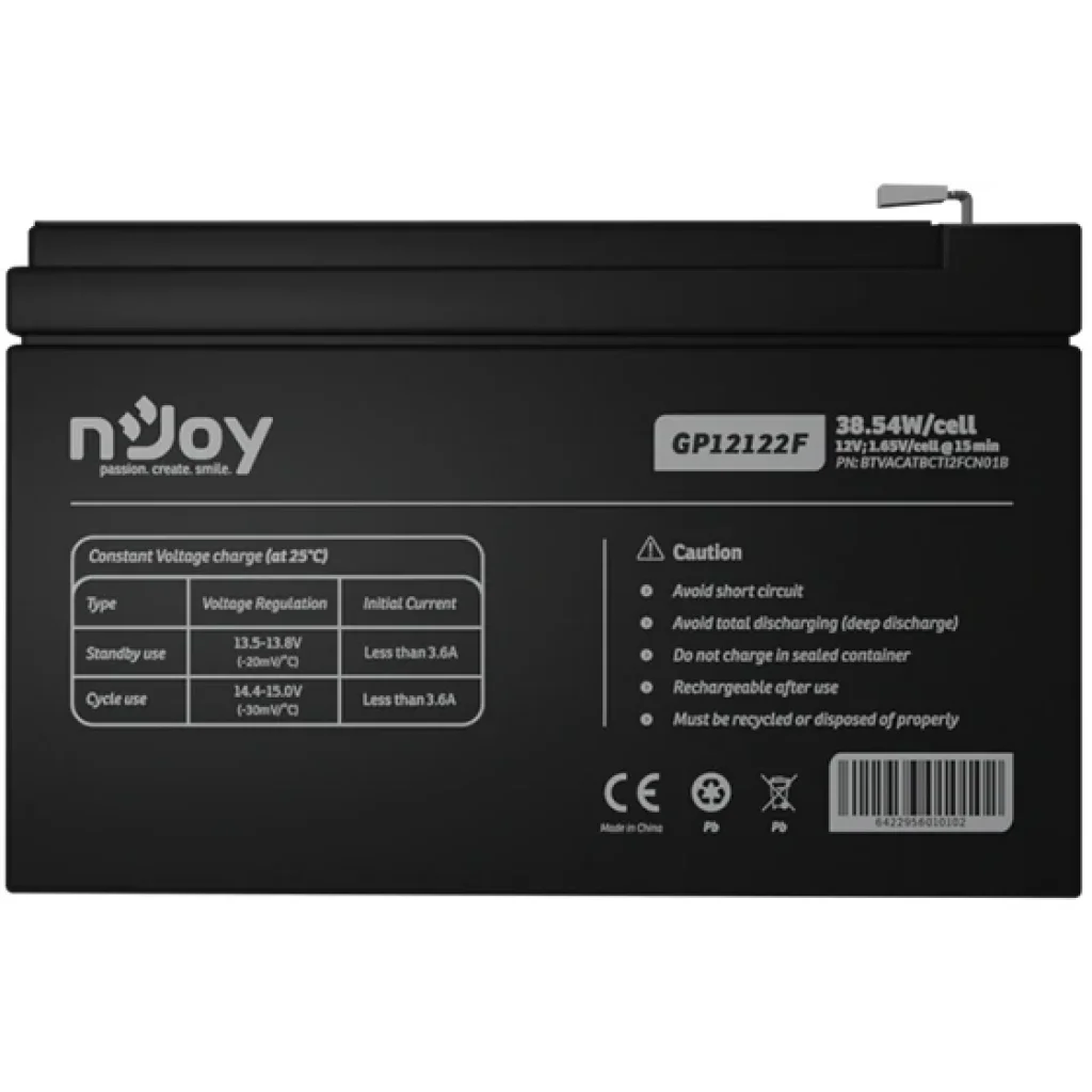 Акумуляторна батарея Njoy GP12122F 12V 12AH (BTVACATBCTI2FCN01B) AGM UA