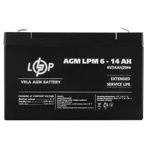 Аккумуляторная батарея LogicPower LPM 6V 14AH (LPM 6 - 14 AH) AGM, LP4160 UA