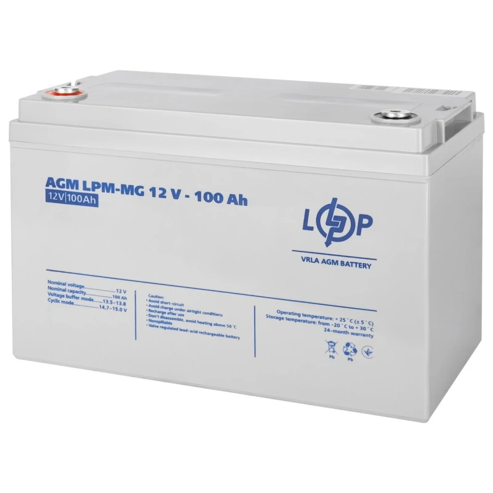 Акумуляторна батарея LogicPower 12V 100AH (LPM-MG 12 - 100 AH) AGM мультигель, LP3877 UA