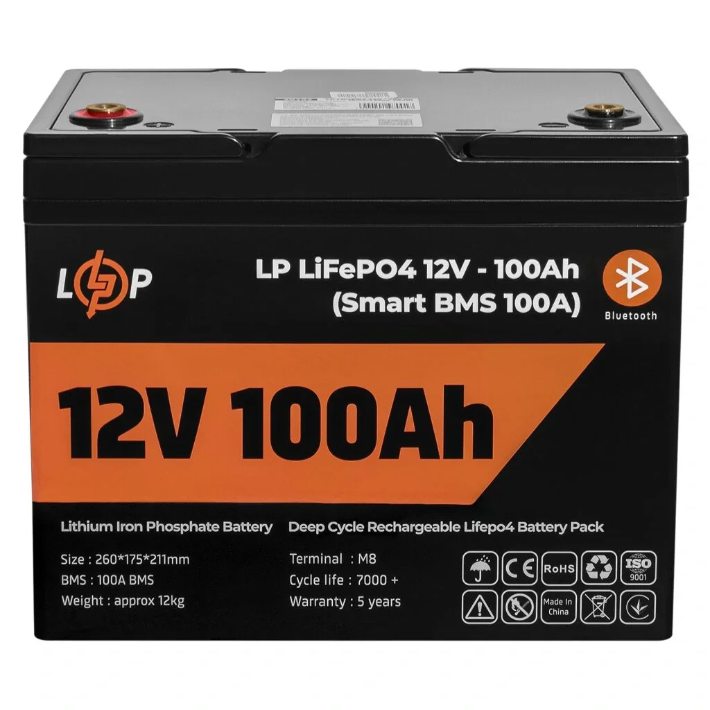 Акумуляторна батарея LogicPower 12V 100 AH (1280Wh) для ДБЖ (Smart BMS 100А) LiFePO4, LP20197 UA