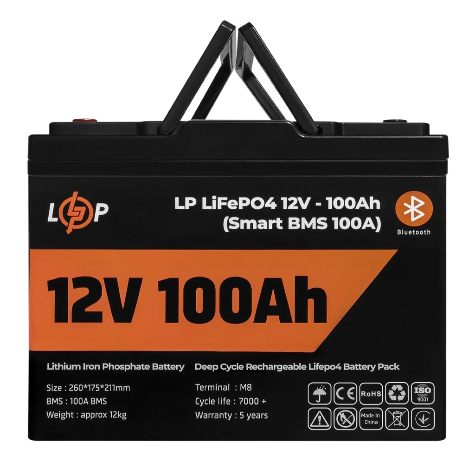 Акумуляторна батарея LogicPower 12V 100 AH (1280Wh) для ДБЖ (Smart BMS 100А) LiFePO4, LP20197 UA