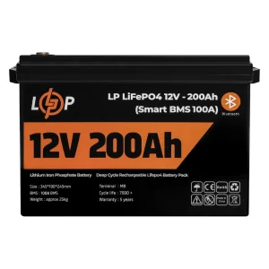Акумуляторна батарея LogicPower 12V 200 AH (2560Wh) для ДБЖ (Smart BMS 100А) LiFePO4, LP20198 UA