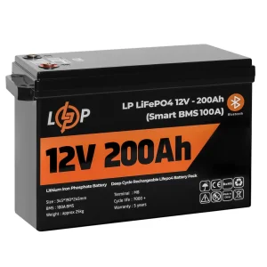 Акумуляторна батарея LogicPower 12V 200 AH (2560Wh) для ДБЖ (Smart BMS 100А) LiFePO4, LP20198 UA