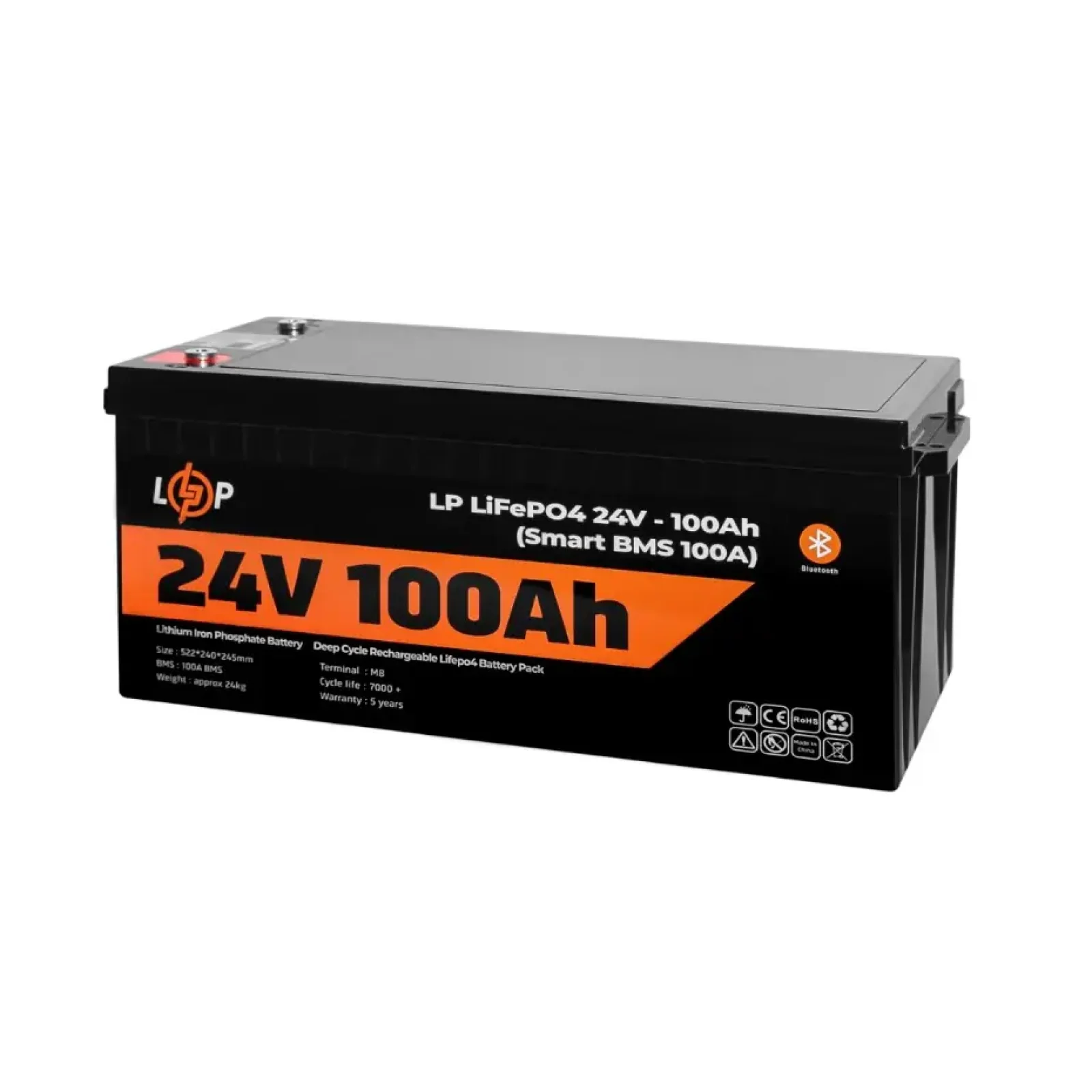 Акумуляторна батарея LogicPower 24V 100 AH (2560Wh) Smart BT для ДБЖ (BMS 100A/50А) LiFePO4 UA
