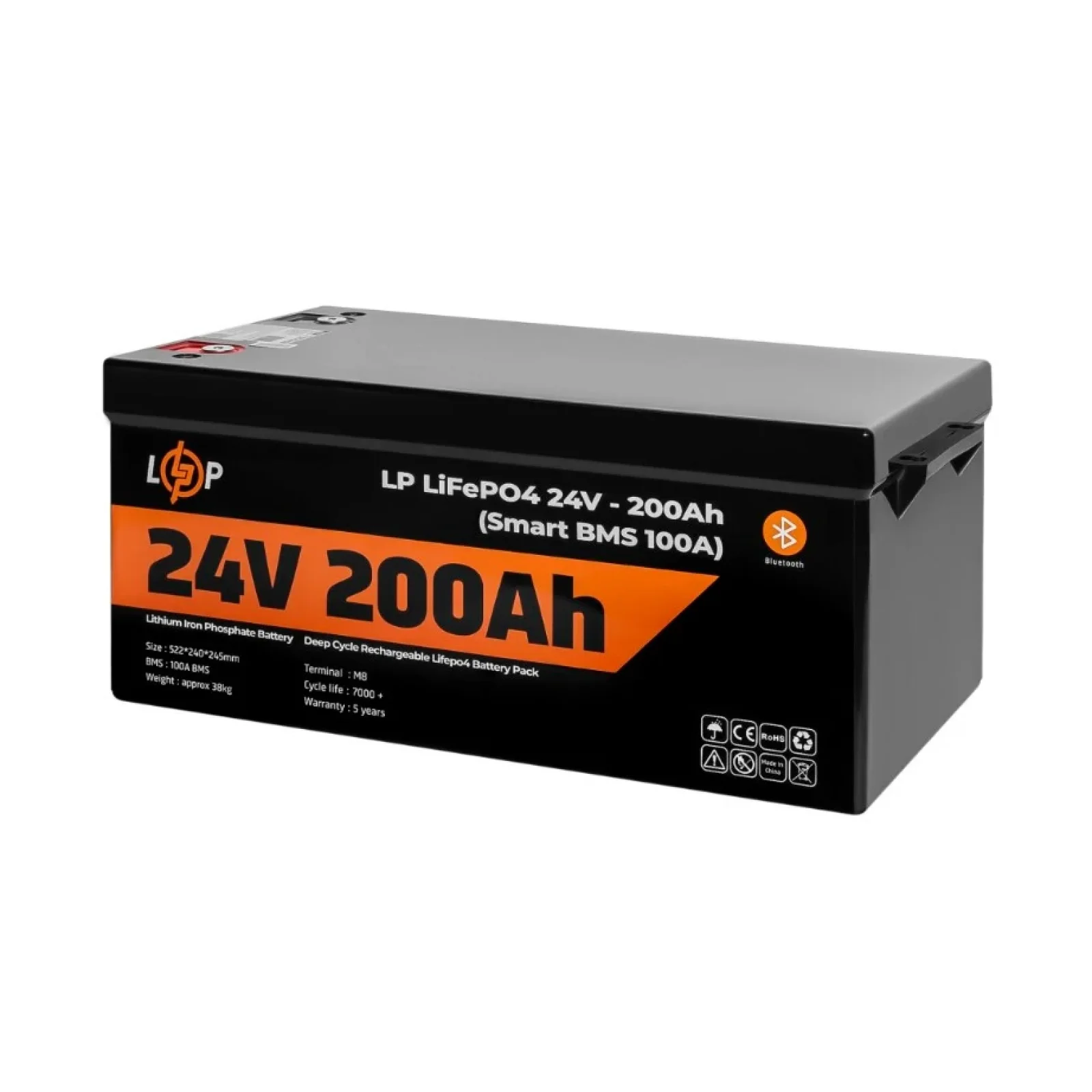 Аккумуляторная батарея LogicPower 24V 200 AH (5120Wh) Smart BT для ИБП (BMS 100A/50А) LiFePO4, LP20201 UA