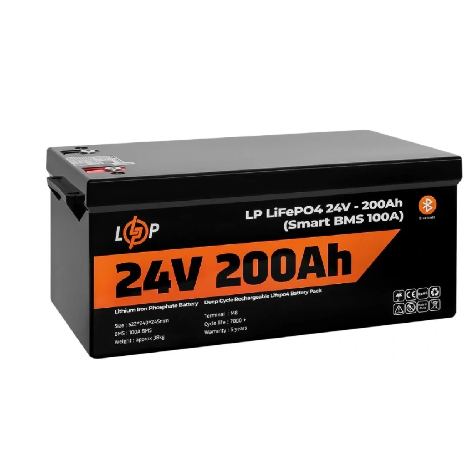 Аккумуляторная батарея LogicPower 24V 200 AH (5120Wh) Smart BT для ИБП (BMS 100A/50А) LiFePO4, LP20201 UA